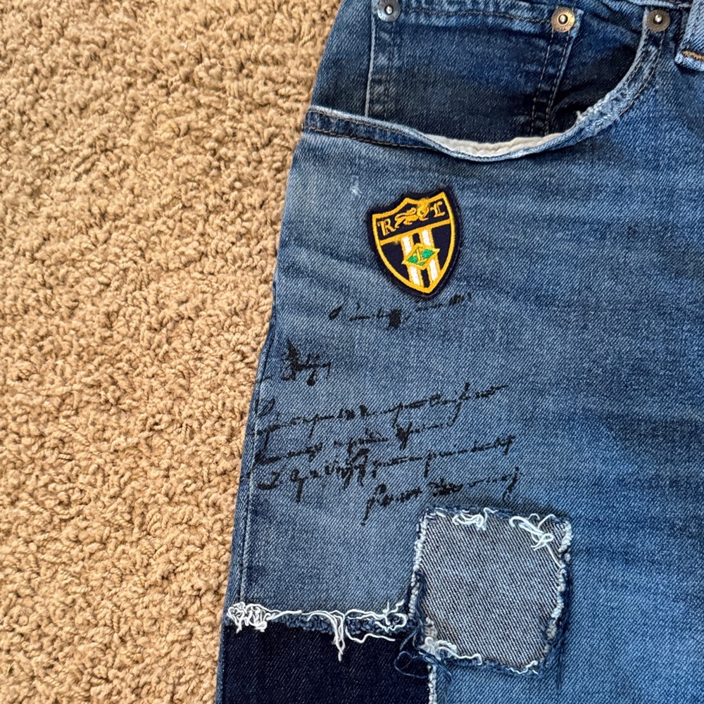 Blue Patchwork Jeans - image 4